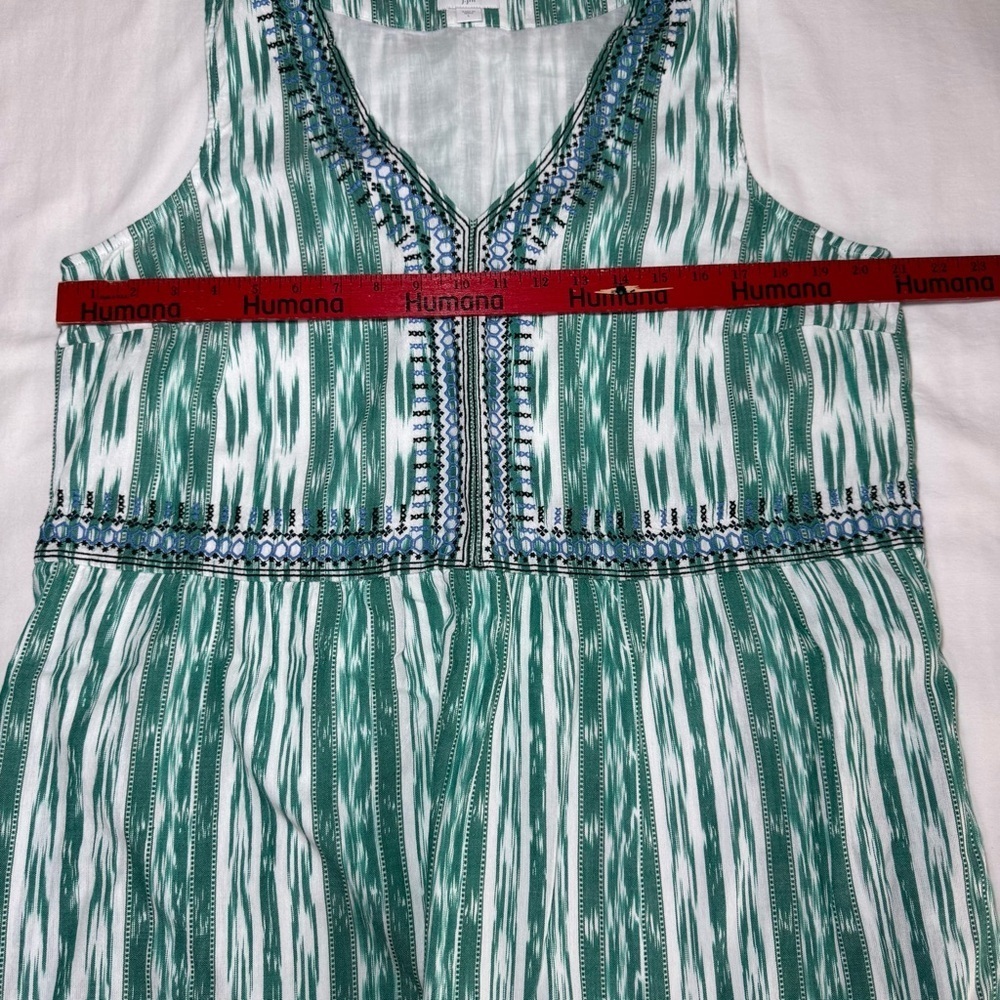 J Jill Embroidered V Neck Luxurious Cotton Dress Boho Beach Vaca Pockets Large - Picture 9 of 11